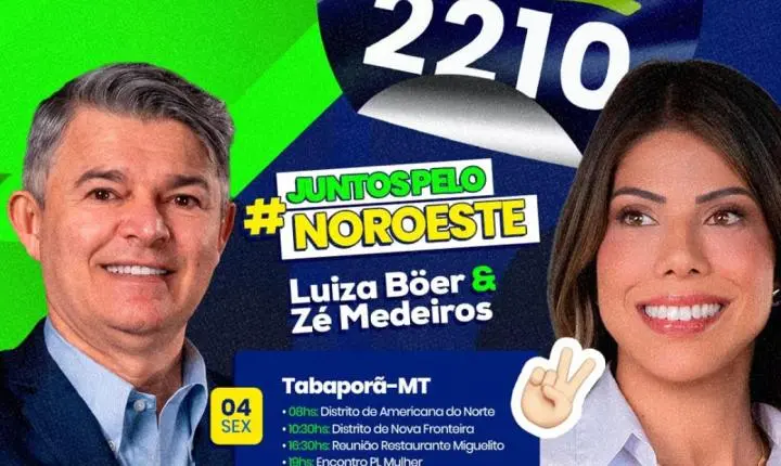 Luiza Böer e José Medeiros cumprem agenda de campanha em Juína e Tabaporã no Vale do Arinos