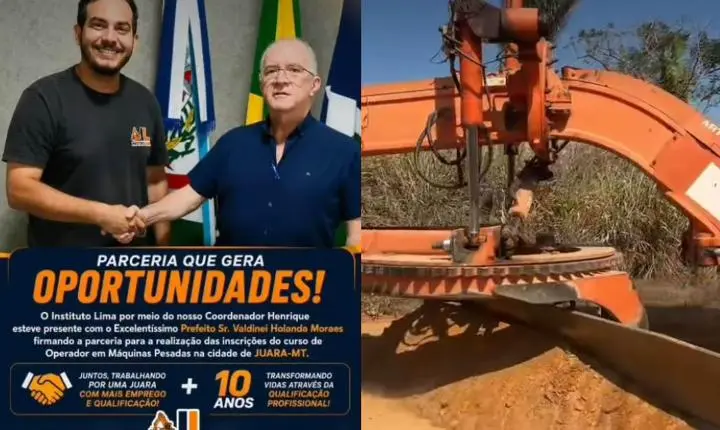 Oportunidade de qualificação profissional: Juara terá curso de operador de máquinas pesadas e inscrições já estão abertas 